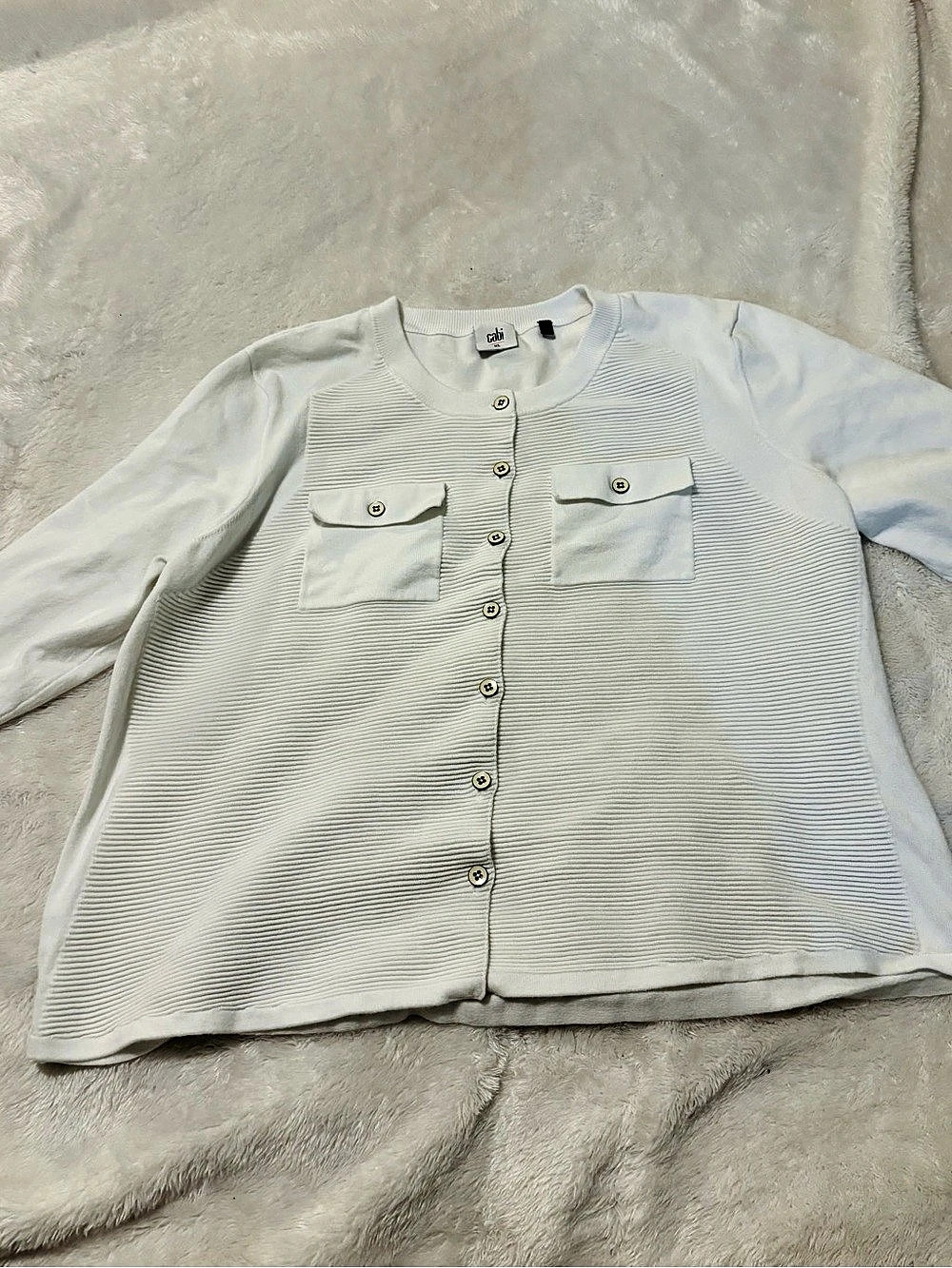 cabi Ribbed Button Front Sweater XL Like New